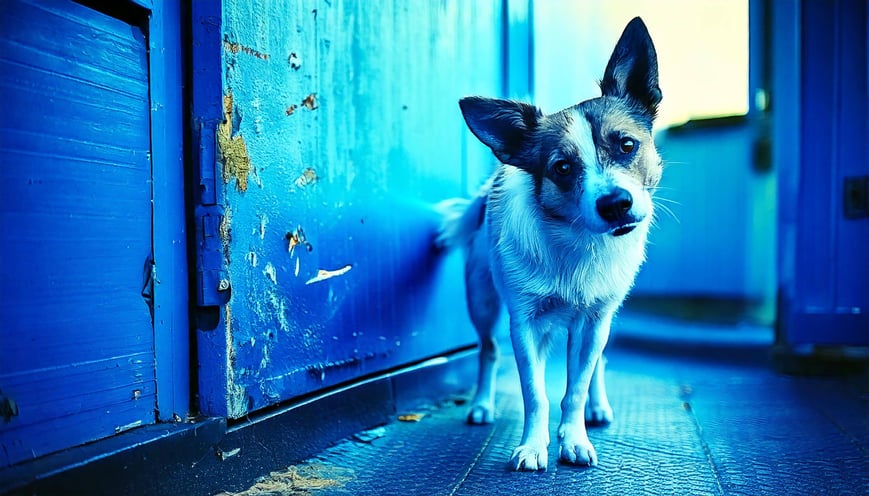 Firefly Anxious dog who has just chewed a door 77941