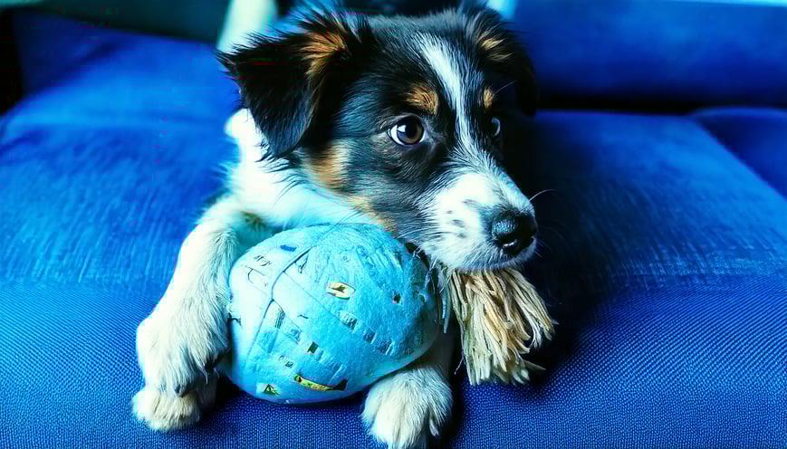 Firefly a dog playing with a toy in a living room 30492